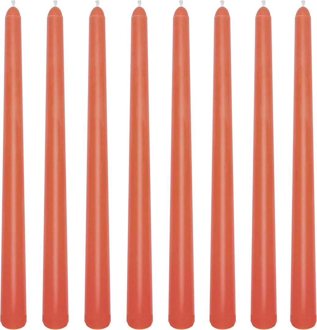 8 Pack 10 Inch Burnt-Orange Smooth Taper Candle Set, 7/8 Inch Unscented Driples Candlesticks for Home Decoration, 6-7 Hours Burn