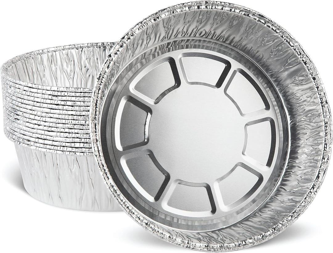 PLASTICPRO 8'' Inch Round Tin Foil Pans Disposable Aluminum, Deep Freezer & Oven Safe - For Baking, Cooking, Storage, Roasting, & Reheating, Pack of 20