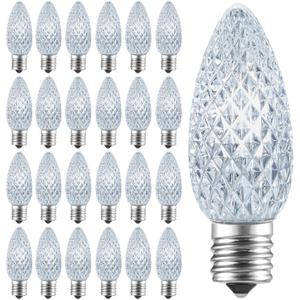 Minetom LED Light Bulbs 50 Pack C9 LED Christmas Light Bulbs, Replacement Dimmable Bulbs for Christmas String Lights, Holiday Decoration Indoor & Outdoor Use, E17 Intermediate Base, Cool White