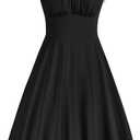 Belle Poque Vintage Floral Dress for Women 2026 Summer A-line Sleeveless Flowy Midi Elegant Wedding Guest Cocktail Dress, Black, Large