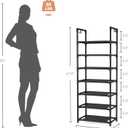 LANTEFUL 7 Tiers Shoe Rack 18-20 Pairs Boots Organizer Storage Sturdy Narrow Shoe Shelf for Entryway, Closets with Hooks, Black