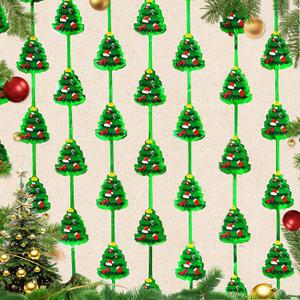 Christmas Party Backdrop Decorations 2 Pack 3.3x6.6ft Red Silver Green Photobooth Props Christmas Tree Pattern Metallic Tinsel Streamer Foil Fringe Curtains for Wall Door Ugly Sweater New Year