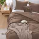 WRENSONGE King Size Comforter Set - 3 Pieces Brown Comforter Prewashed Soft Lightweight for All Seasons,Fluffy Down Alternative Comforter King Size with 2 Pillow Shams