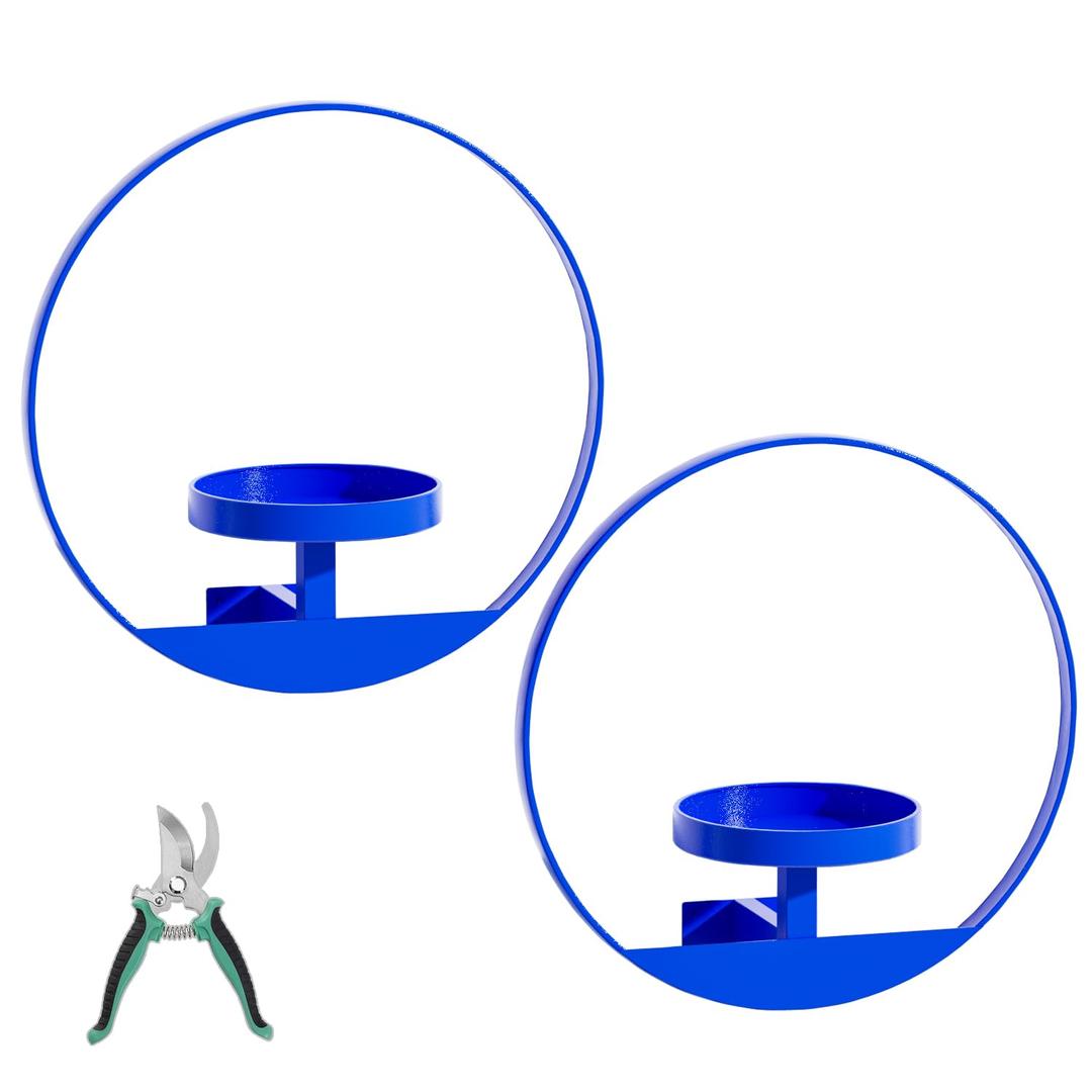 ALACOO Plant Shelf, Hanging Frame Wall Decor Planters for Indoor Plants, Hanging Plant Holder for Living Room/Bathroom/Entryway/Garden, Garden Shears Included (Circle-Blue, 2pcs)