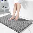 Yimobra Long Bathroom Rugs Non Slip Washable 44x24 Inch - Ultra Soft Absorbent Chenille Bath Mat, Quick Dry Shaggy Floor Carpet for Tub Shower, Gray Home Decor Accessories (Grey)