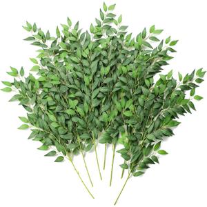 Floroom 12pcs 28'' Artificial Italian Ruscus Greenery Stems, Faux Hanging Greenery Spray & Best Fake Plants Filler for Wedding Bouquet, Centerpieces, Home Decorations