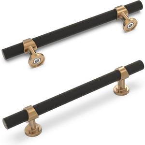 10 Pack 5 Inch Cabinet Pulls knurled Matte Black and Champagne Bronze Kitchen Cabinet Handles Aluminum and Zinc Alloy Drawer Pulls Solid Cabinet Hardware