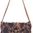 Women's Denim Shoulder Bags Small Underarm Jean Purse Tie Dyed Fabric Clutch Handbag Tote Beach Bohemian Bag For Women Girls (Brown)