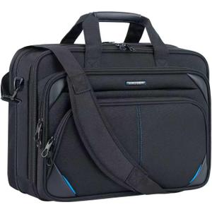KROSER Laptop Bag 17.3 Inch Premium Laptop Briefcase, Expandable Laptop Shoulder Messenger Bag Durable Computer Case (Black/Blue)