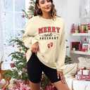 Merry and Pregnant Sweatshirt for Women Christmas Pregnancy Announcement Pullover Funny Letter Long Sleeve Shirt (XXL)