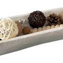 Wooden Dough Bowls DecorativeRustic Bread Long Bowls Decor Wood Tray, Hand Carved For Table Centerpiece Decor, Home Decor(20 * 6 * 2 inch white)