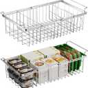 Large Freezer Baskets for Chest Freezer with Dividers, Deep Freezer Organizer Bins Expandable 15.5"~24.5", Hanging Storage Container Baskets for Chest Freezer Sort Frozen Meats