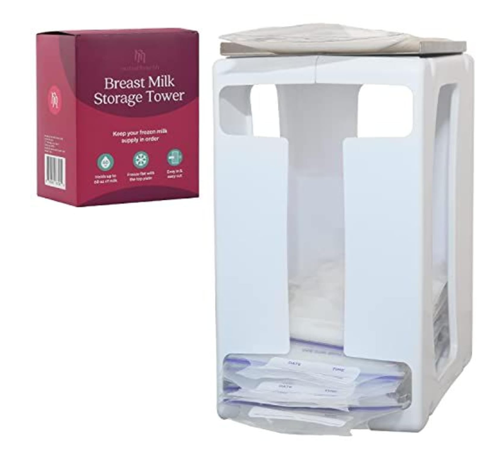 Nurse & Nourish Breast Milk Storage Tower & Freezer Organizer Bin  SpaceSaving Rack for Breast Milk Storage Bags  FlatFreeze Tray for Freezer Bins  FirstIn, FirstOut for Baby Essentials  White