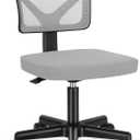 Armless Small Home Office Desk Chair, Ergonomic Low Back Computer Chair, Adjustable Rolling Swivel Task Chair with Lumbar Support for Small Space, 1 Pack, Grey