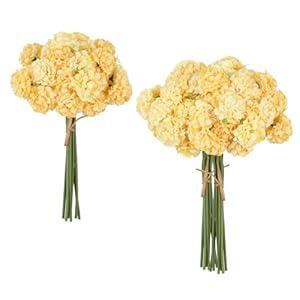 18 pcs Champagne Hydrangea Flowers 2 Bouquets Hydrangea Artificial Flowers 11.8 in Realistic Silk Flowers for Home Party Decorations Floral Arrangement (Yellow)