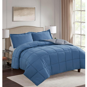 HIG 3pc Dusty Blue Twin/Twin XL Comforter Set - All Season Reversible Down Alternative Comforter with Sham - Quilted Duvet Insert with Corner Tabs - Box Stitched Blanket - Breathable, Soft, Fluffy