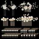 40 Pieces Bridal Hair Accessories Wedding Bridal Hair Pins Decorative Flower Pins U-shaped Pearl Hairs Pin Gold White Crystal Rhinestone Headpiece for Wedding Hairs Pin Women and Girls