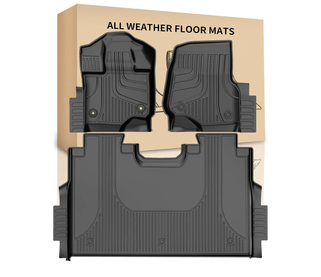 Original Floor Mats for 2015-2025 Ford F150 / 2022-2025 F-150 Lightning SuperCrew Cab (Not Fit Rear Seat with Under-Seat Fold Flat Storage Model) - Custom Fit Rubber All Weather Floor Liners