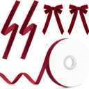 3 x Christmas Ribbon for Gift Wrapping - Red Velvet Ribbon 3/8" * 10Yard - Vintage Christmas Ornaments Decor Bows Making - Christmas Tree Ribbon