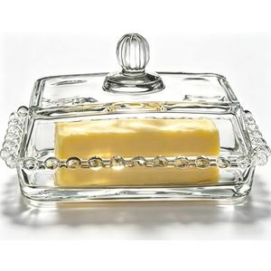 ‌6.7in Clear Glass Butter Dish with Lid for Countertop - Butter Keeper Container, Butter Holder for East/West Coast Butter, Microwave Dishwasher Safe Glass Butter Storage Container for Fridge