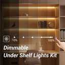 HAMRVL Shelf Lights 12V COB LED Strip Lights, 16.4ft 3000k Plug-in DIY Cut to Size Warm White LED Strip Lights, Dimmable Under Shelf Lighting for Book Shelf, Display Case, Wardrobes, Cabinets, Pantry