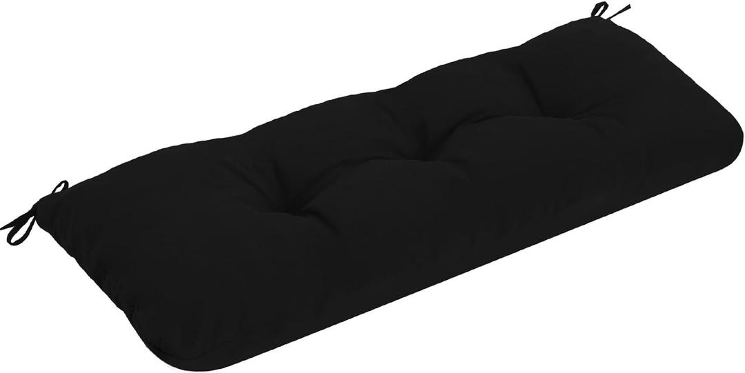 Outdoor Bench Cushion Waterproof, Tufted Bench Seat Cushion 36 x 15 Inch, Patio Wicker Indoor Seat Pads for Outside Garden Patio Balcony, Black