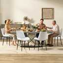 VECELO Dining Chairs Set of 2, Vegan Leather Fabric & Metal Frame, Mordern Style for Kitchen, Living Room,OffcieWhite