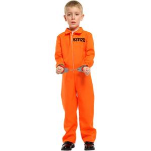 Baby Boys Prisoner Halloween Jail Costume Jumpsuit for Party Cosplay (1-2 Years, Orange)
