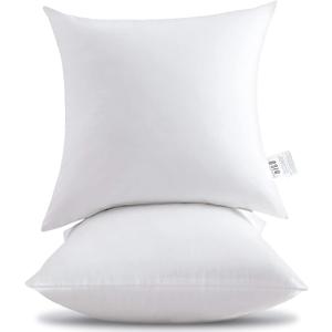 HITO 18x18 Pillow Inserts (Set of 2) - Down Alternative 100% Cotton Cover Decorative Square Throw Pillows White for Couch Bed Sofa