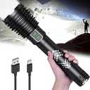 Rechargeable Flashlights 600,000 High Lumens, Super Bright LED Flashlight with Long Handle, Large Capacity Battery, Zoomable & 6 Modes, Waterproof Handheld Flashlight for Camping Emergencies Home