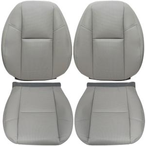 GXARTS Front Driver and Passenger Side Bottom & Top Lean Back Replacement Perforated Leather Seat Cover Light Gray Fit for Cadillac Escalade Fit for Chevy Suburban Tahoe GMC Sierra Yukon 2009-2014