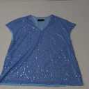 MINTLIMIT Womens Full Sequin Tops Glitter Party Shirt Cap Sleeve Sparkle Blouses V-Neck Loose Summer Shimmer Tunic Shirts XL