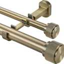 1-1/8 inch Double Curtain Rod - Premium Nonadjustable 120in/10ft Drapery Rods - Heavy Duty Dual Curtain Rods for Windows - Aluminum Finials & Adjustable Concealed Mounting Bracket - Antique Bronze