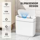 JUDRDO Small Trash Can for Bathroom, 3.5 Gallon Automatic Touchless Trash Can with Lid,Motion Sensor Slim Garbage Can Waterproof Trash Bin Waste Basket for Bedroom, Kitchen