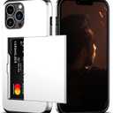 Nvollnoe for iPhone 12 Pro Max Case with Card Holder Heavy Duty Protective Dual Layer Shockproof Hidden Card Slot Slim Wallet Case for iPhone 12 Pro Max for Men&Women(White)