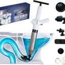 High Pressure Toilet Plungers for Bathroom, Air Drain Blaster Kit Includes Grabber Tool, 2 O-Rings, Wall Mount Rack, Heavy Duty Clog Remover for Bathroom Sink & Toilet (White)