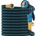Expandable Garden Hose 100FT-Expanding Water Hose with Thumb-Controlled 10 Spray Nozzles&3750D Outer Fabric, Durable Collapsible Latex Core, Ultra Lightweight & Flexible