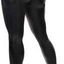 RIOJOY Womens Sexy Leather Leggings PU High Waist Butt Lifting Pleather Pants Stretchy Faux Leather Tights Push Up, Small