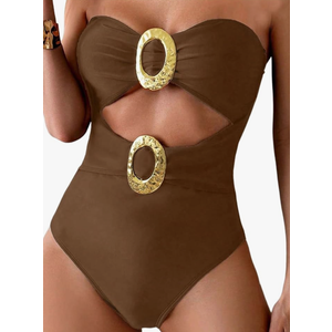 Milumia Women's Metal Ring One Piece Swimsuit Cut Out Strapless Bandeau Bathing Suits, Size: S