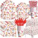 APOWBLS Crawfish Boil Party Supplies - Lobster Decorations Tableware, Plate, Cup, Napkin, Tablecloth, Cutlery - Crayfish Crab Seafood Shrimp Theme Party Supplies for Birthday | Serve 24