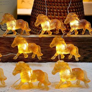 Horse Gifts for Girls Fairy String Lights, Novelty Decorative Pony Lights 8.5ft 20LEDs USB or Battery Operated with Remote Control for Bedroom Birthday Holiday Wedding Christmas Dcor (Gold)