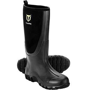 TIDEWE Rubber Boots for Men Multi-Season, Waterproof Rain Boots with Steel Shank, 6mm Neoprene Sturdy Rubber Outdoor Hunting Boots Size 7 (Black)