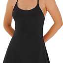 Womens Workout Tennis Dress with Built in Shorts and Bra Athletic Golf Activewear for Exercise, Size L
