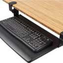 Stand Up Desk Store Compact Clamp-On Retractable Adjustable Height Under Desk Keyboard Tray | for Desks Up to 1.5" (Small, 24.5" Wide) (Black)