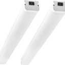 4FT Linkable 60W LED Shop Lights Warm White 3000K 4000K 6000K 6000LM for Garages Shop, Linear Work Light Fixture Hanging or FlushMount with Plug, ETL 2 Pack