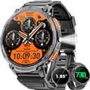 Military Smart Watch for Men 1.85" HD Touch Screen 730mAh Battery Smart Watches with LED Flashlight for Android iOS Bluetooth Call Answer/Dial Calls Fitness Tracker with Heart Rate Blood (Black)