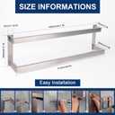 NearMoon Bathroom Towel Bar, Towel Rod Holder, Square Shelf Rack Hanging Towel for Bath, Thicken SUS304 Stainless Steel Towel Rack Wall Mounted-2-Tier Bath Accessories (24 Inch, Brushed Nickel)