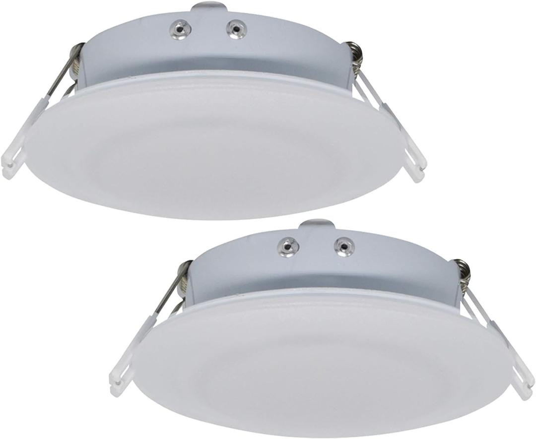 Facon 4.5inch 12V LED RV Puck Light - 2 Packs, 3400K Warm White, Full Aluminum Recessed 12Volt Interior Ceiling Lights for RV, Camper, Trailer, Boat, cETL Certified