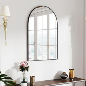 SCWF-GZ 36x24 Arch Mirror Rectangle Full Length Wall Mounted Hanging or Against Wall Metal Aluminium Alloy Frame Dressing Make-up Mirrors for Entryway Bedroom Bathroom Living Room 36 24 inch Black