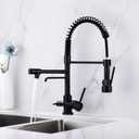 Delle Rosa Kitchen Faucet,3 Way Drinking Water Faucet, Modern Kitchen Faucet with Pull Down Sprayer, Dual Handles Kitchen Sink Faucets,3 in 1 High Arc Water Filter Purifier Faucets Matte Black